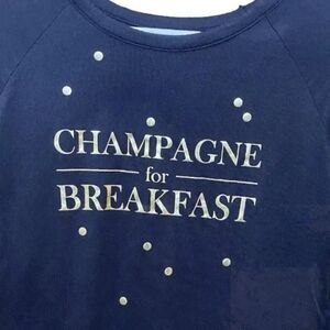 AMBRIELLE Sleepwear Shirt Long Sleeve Graphic Loungewear Womens S Black Gold